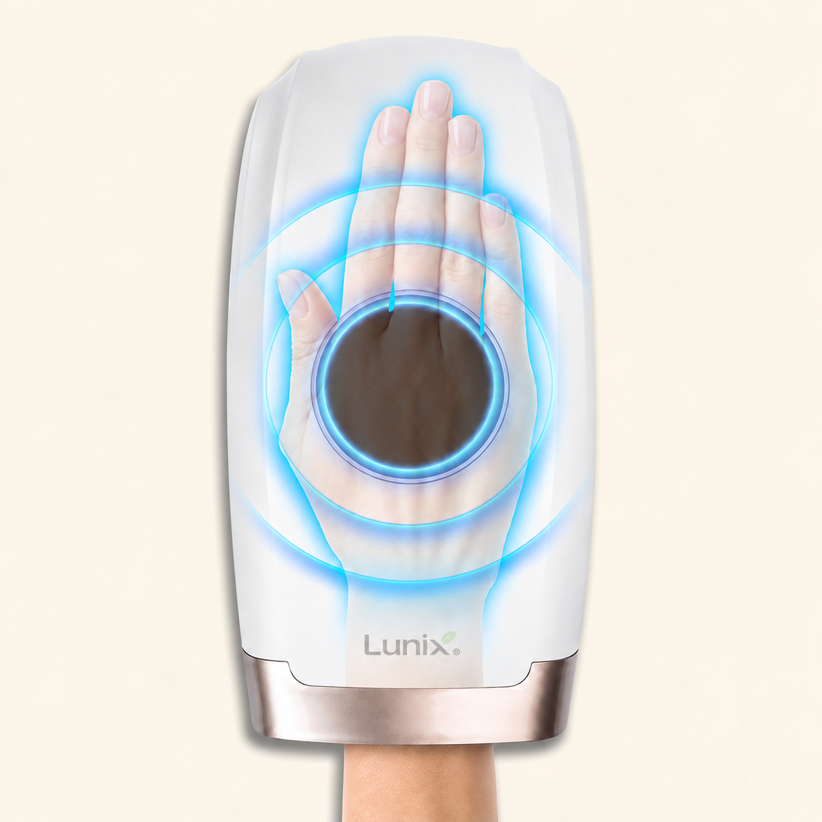 Lunix LX3 heated air compression hand massager for wrist and hand, in White
