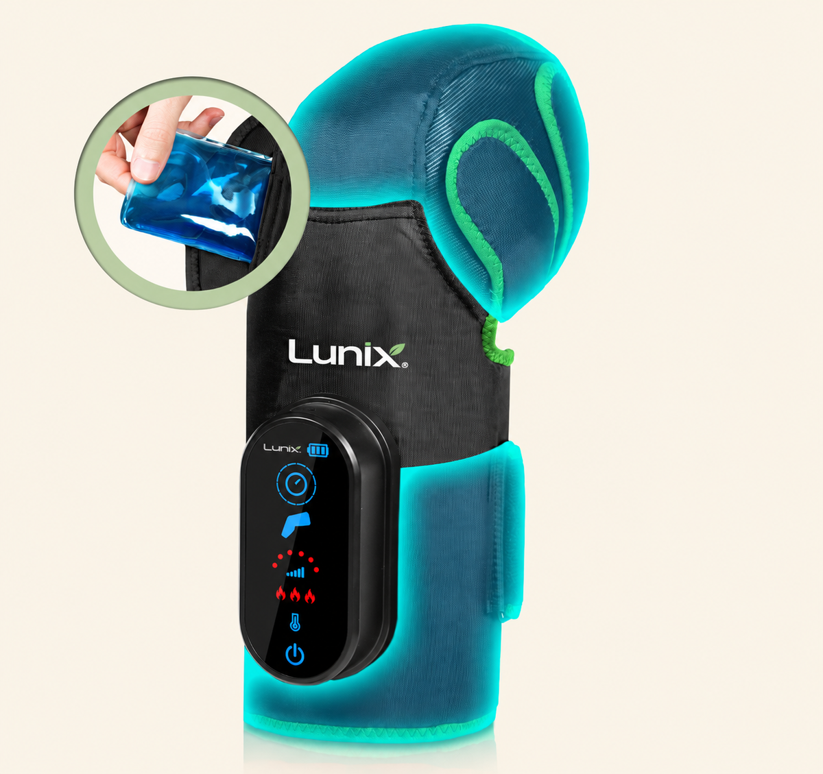 Lunix LX4 cordless knee compression massager with heat and cooling patch
