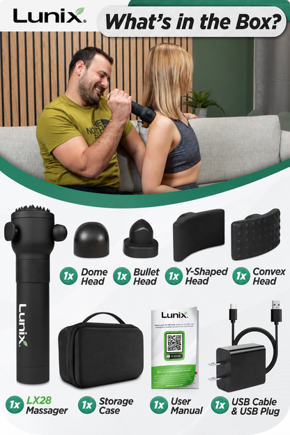 Lunix LX28 Deep Tissue Massage Gun, Charcoal Black