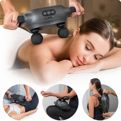 Lunix LX26 2-Head Deep Tissue Percussion Massager, Charcoal Black
