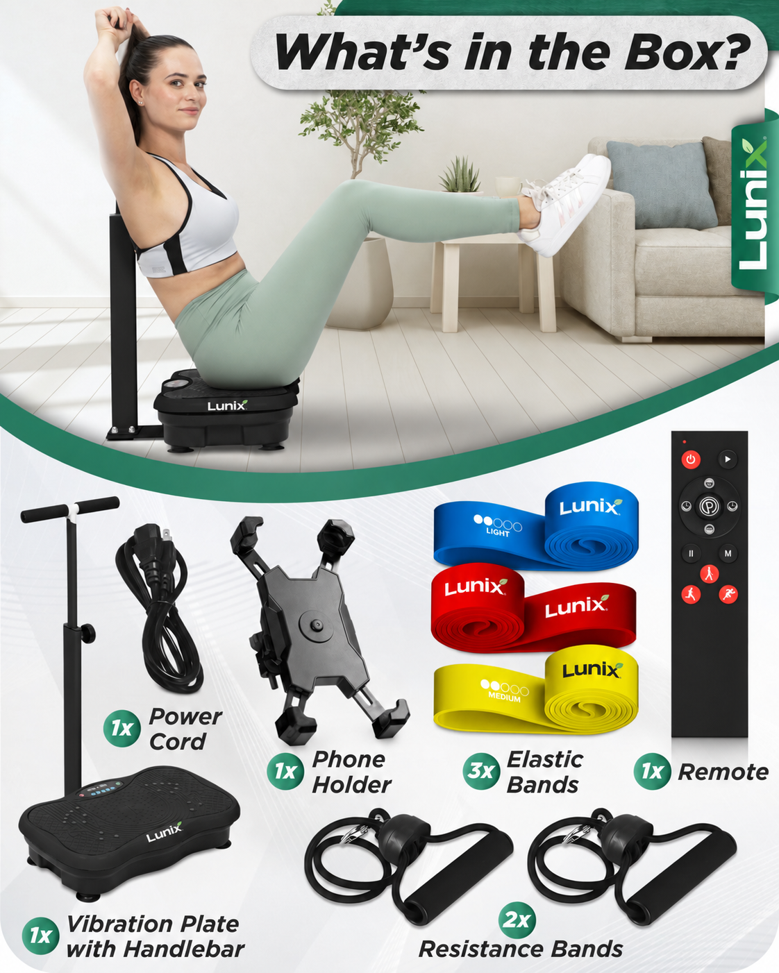 Lunix LX18 Vibration Plate Exercise Machine, Charcoal Black