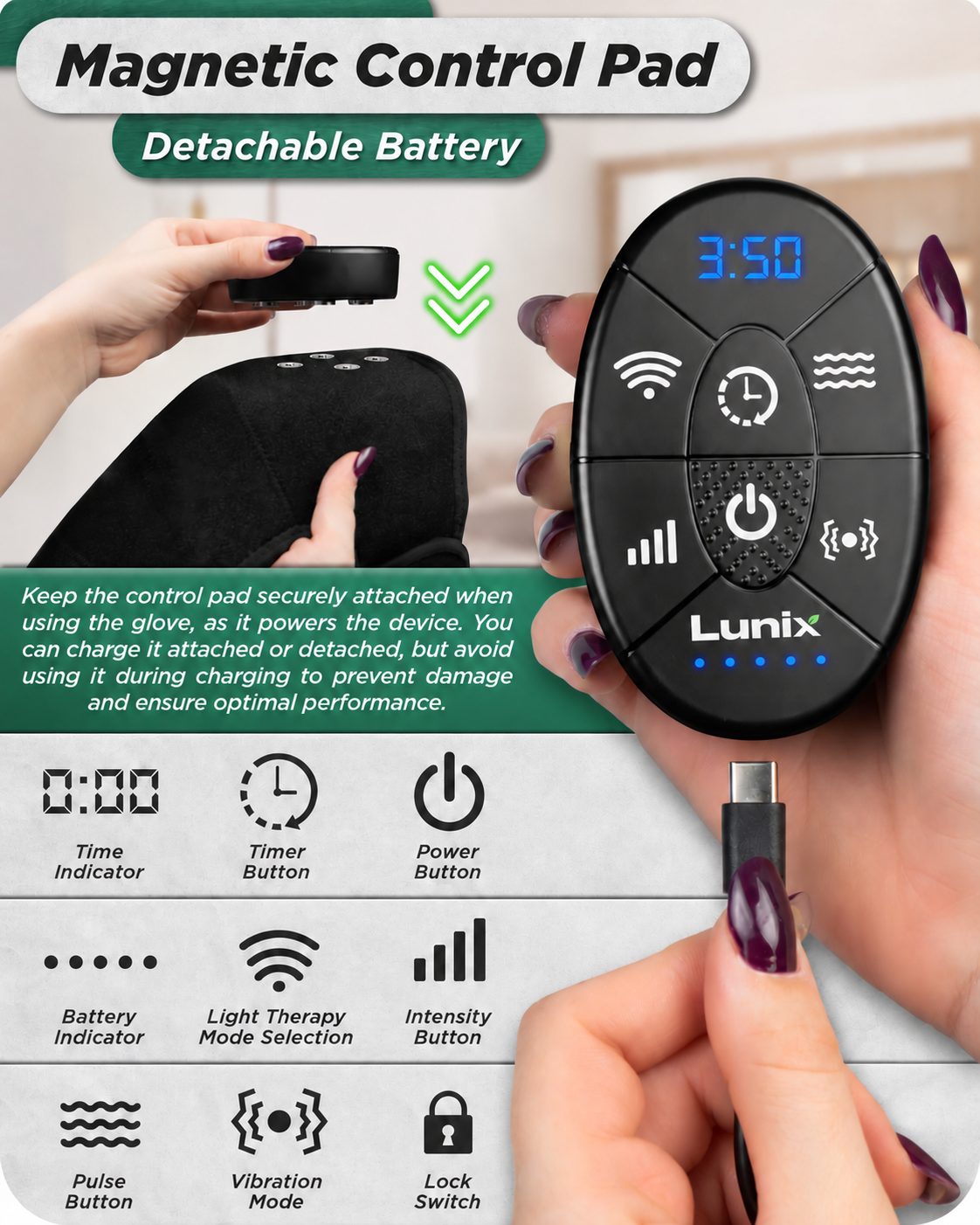 Lunix LX19 Red Light Device for Knee, Elbow and Shoulder, Charcoal Black