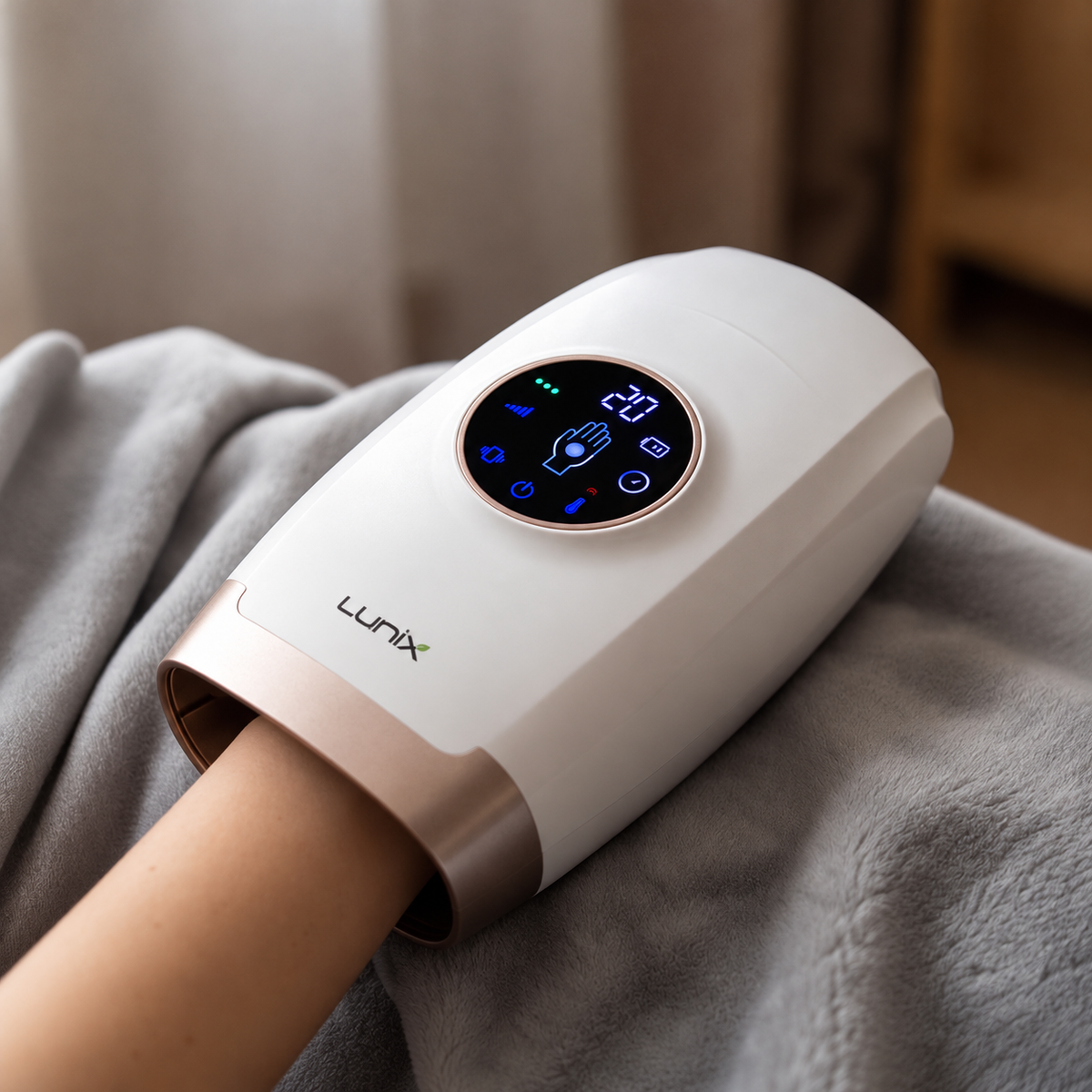 Lunix LX7 LCD touchscreen heated air compression hand massager