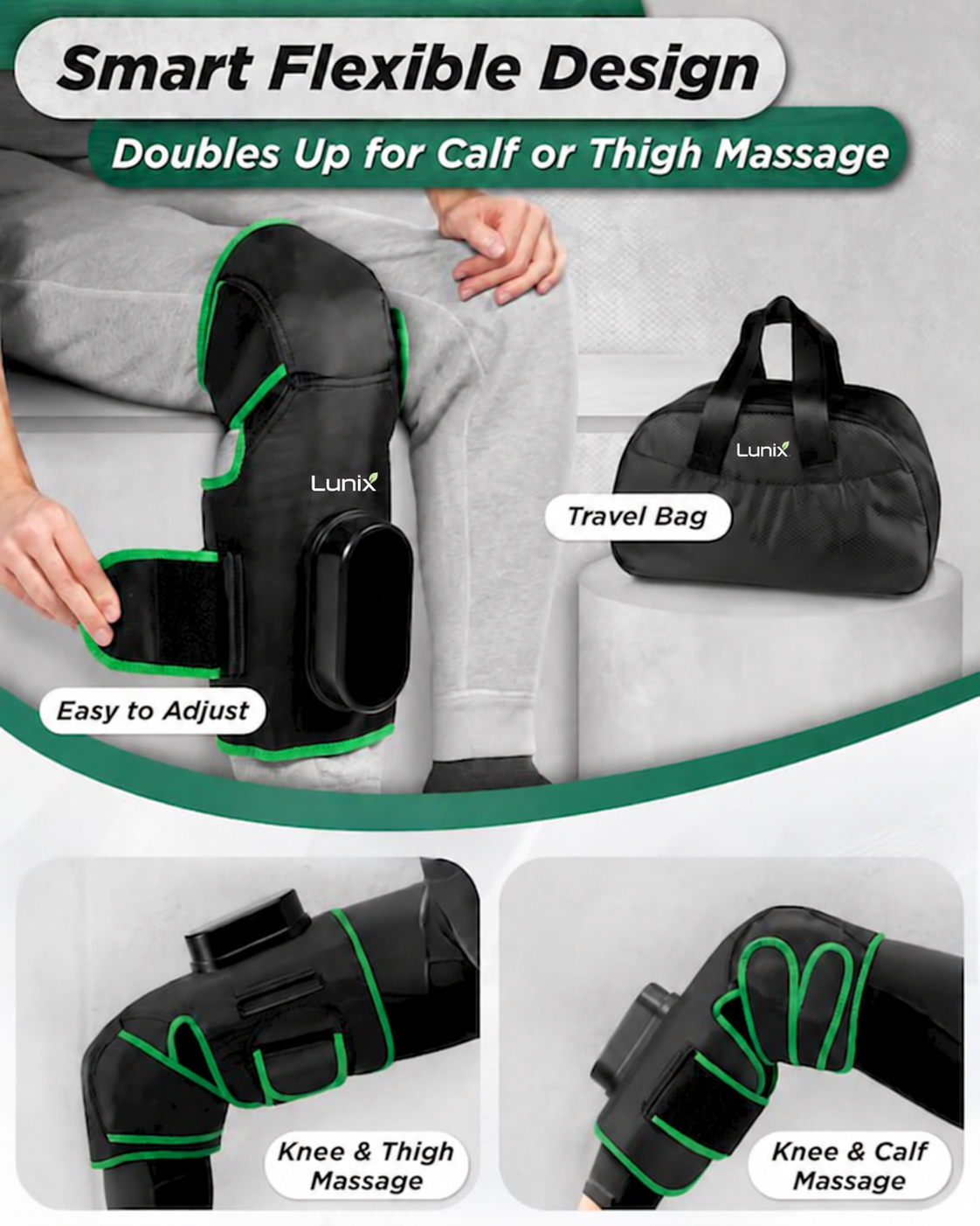Lunix LX4 cordless knee compression massager with heat