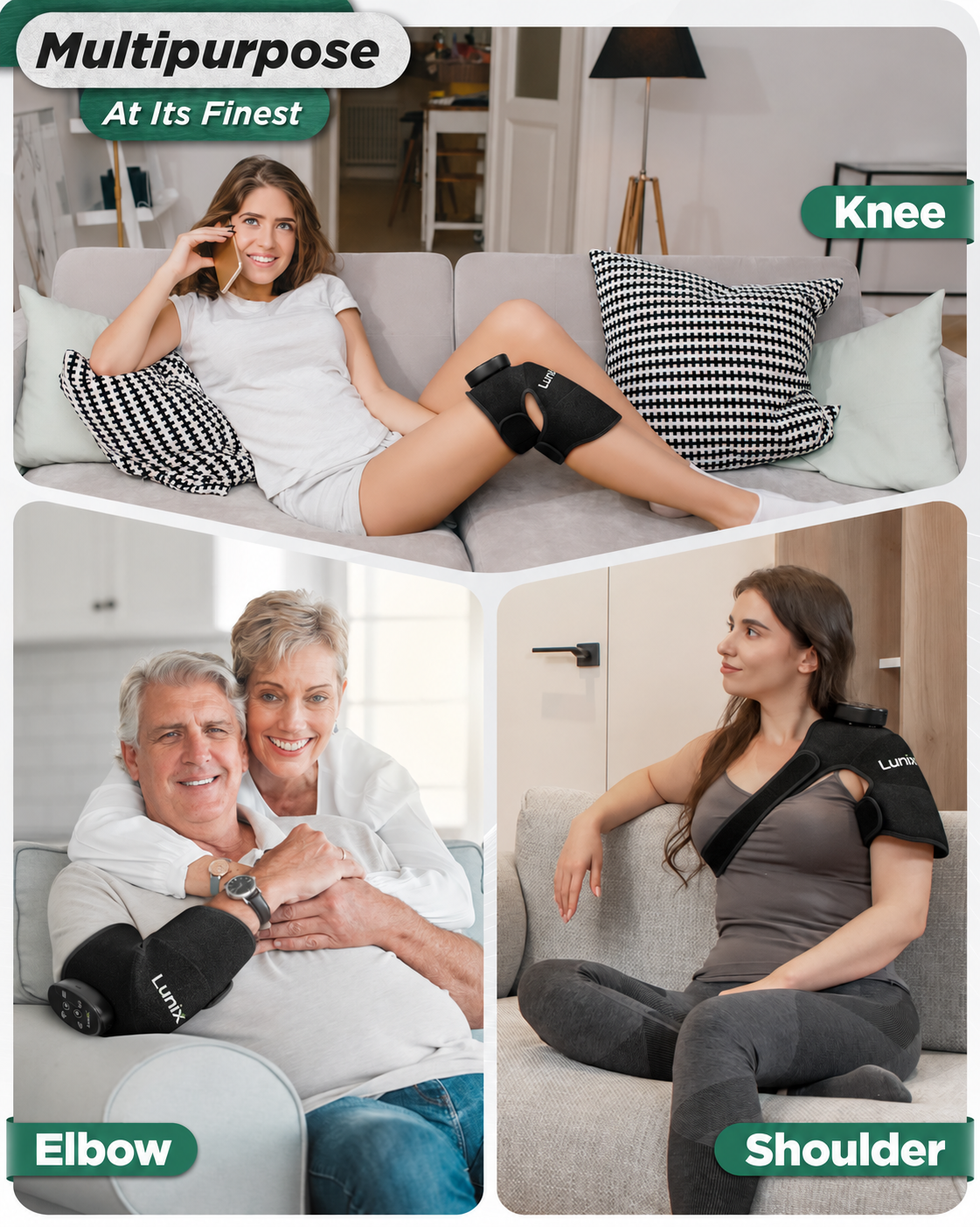 Lunix LX19 red light device for knee, elbow and shoulder in Black
