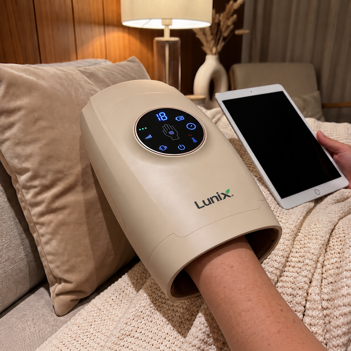 Lunix LX7 LCD touchscreen heated air compression hand massager