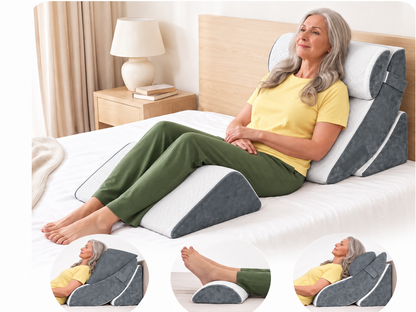 Lunix LX5 4-Piece Bed Wedge Pillow Set for Shoulder and Upper Body, Arctic Navy