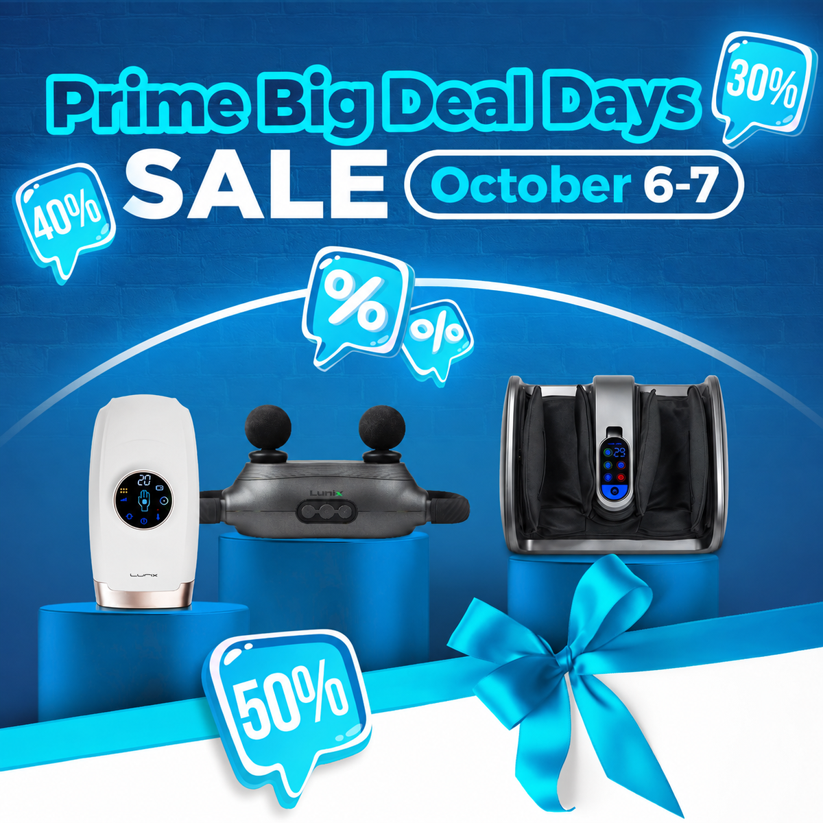 Prime Big Deal Day Banner with LX3, LX26 and LX21 Massager