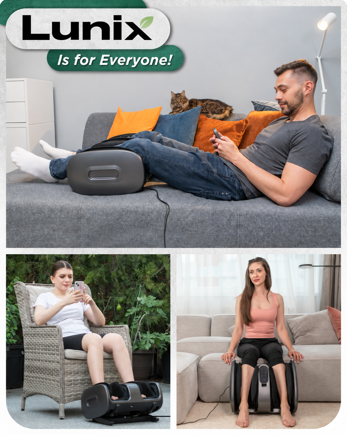 Lunix LX21 foot and calf massager with remote control in Gray
