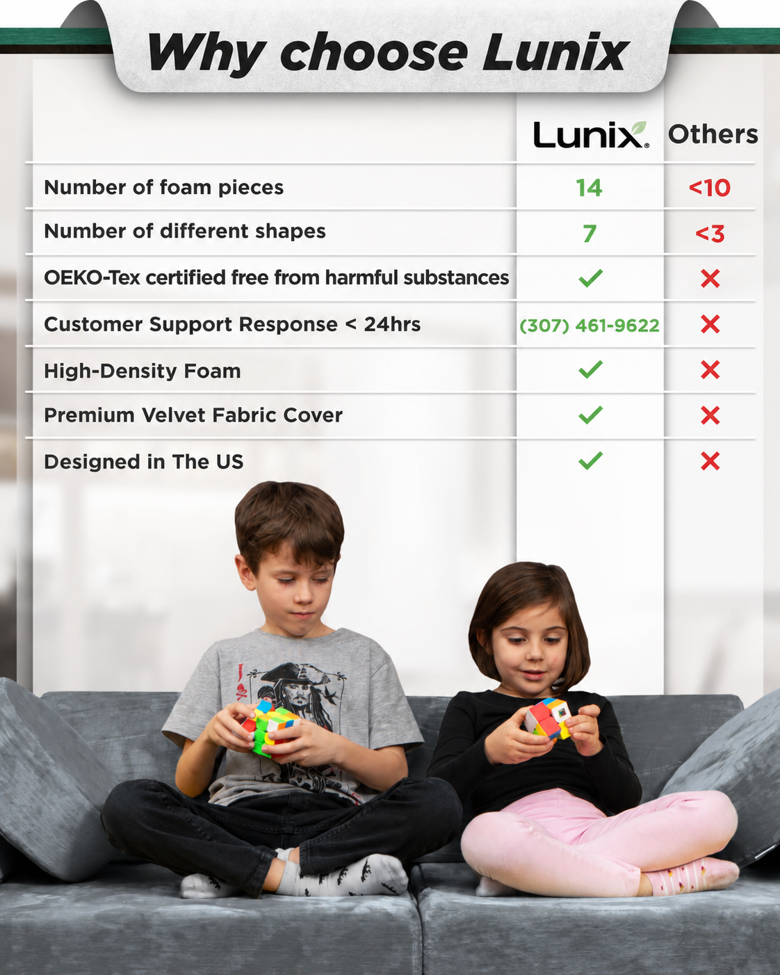 Lunix LX15 14 pieces modular kids play couch