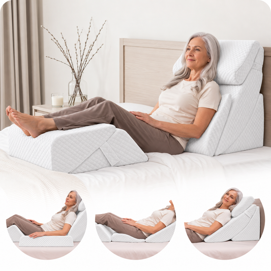 Lunix LX13 6-Piece Bed Wedge Pillow System for Rest and Positioning, Pebble White