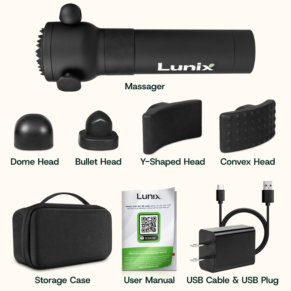 LX28 a deep tissue massager with its accessories
