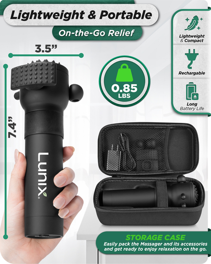 Lunix LX28 Deep Tissue Massage Gun, Charcoal Black