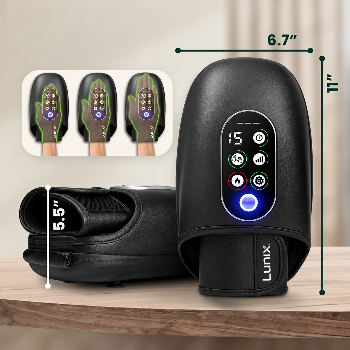 Lunix LX30 ROLLING HAND MASSAGER WITH KNEADING, COMPRESIION AND HEAT
