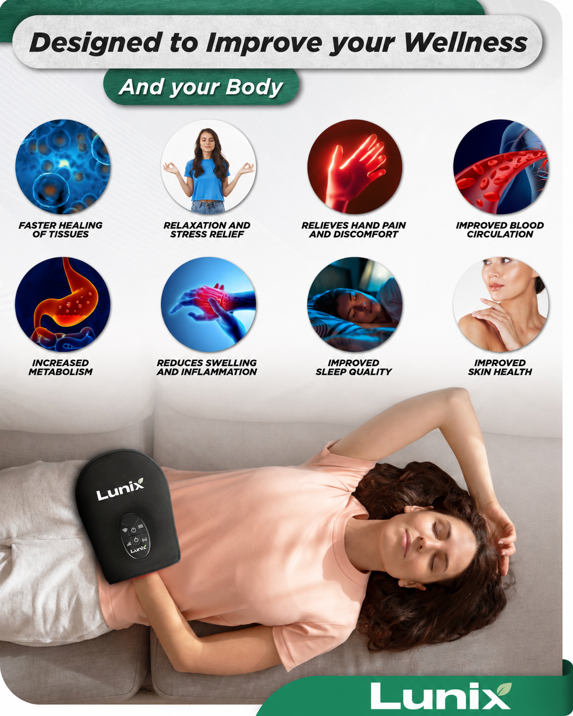 Lunix LX23 red light hand device in Black