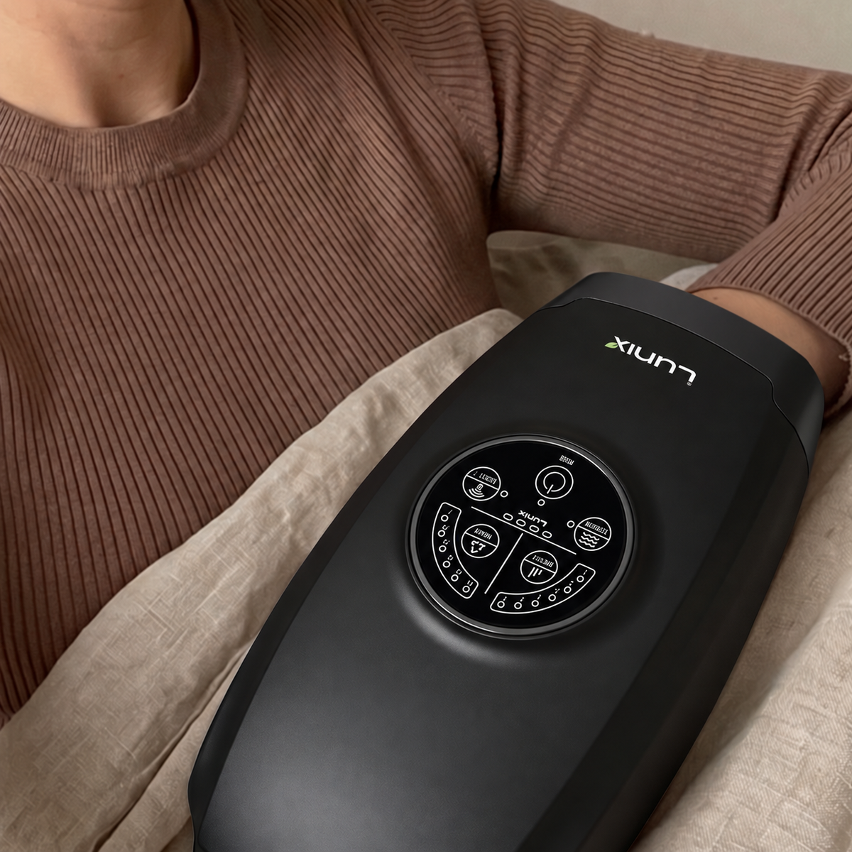 Lunix LX3 heated air compression hand massager for wrist and hand, in Black