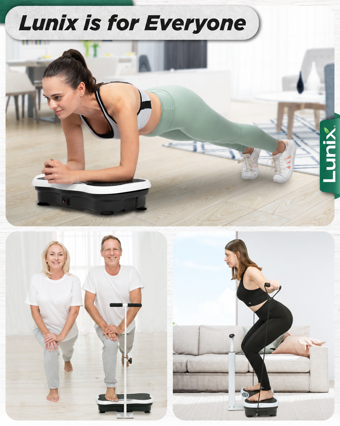 Lunix LX18 vibration plate exwercise machine in White
