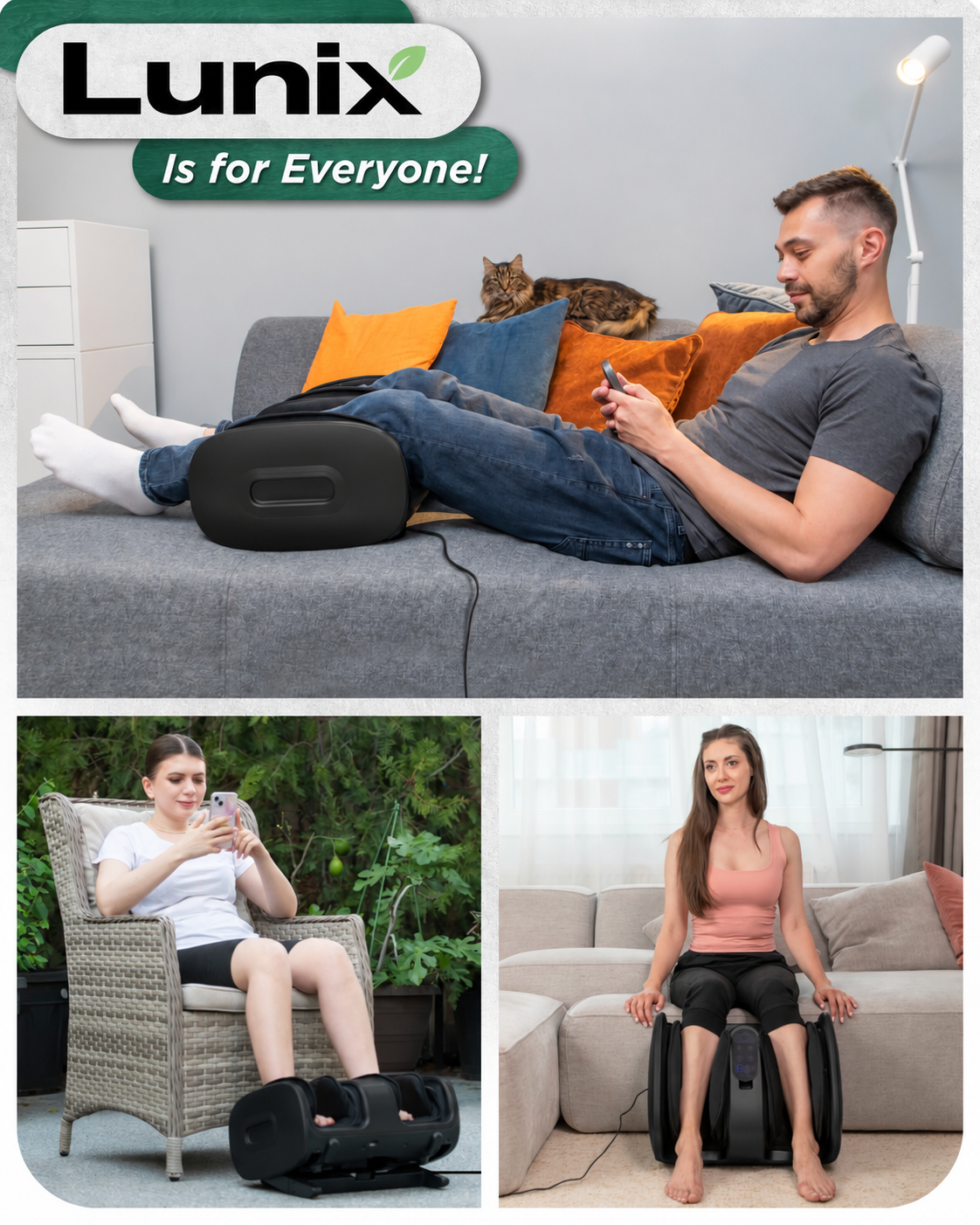Lunix LX21 foot and calf massager with remote control in Black
