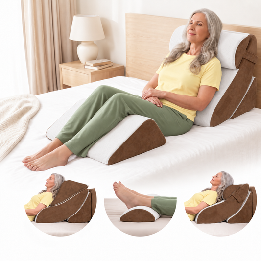 Lunix LX5 4-Piece Bed Wedge Pillow Set for Shoulder and Upper Body, Oat Brown