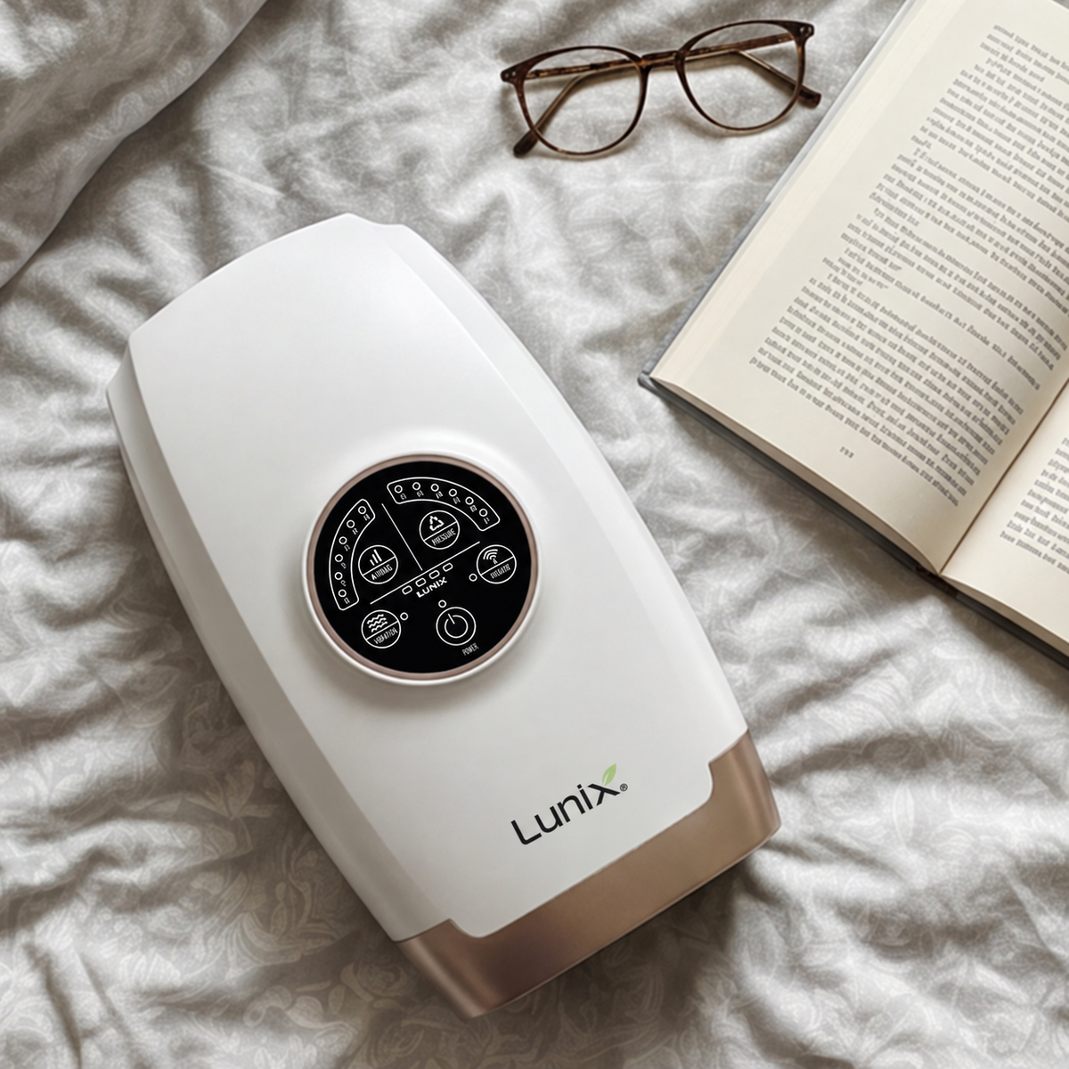 Lunix LX3 heated air compression hand massager for wrist and hand, in White