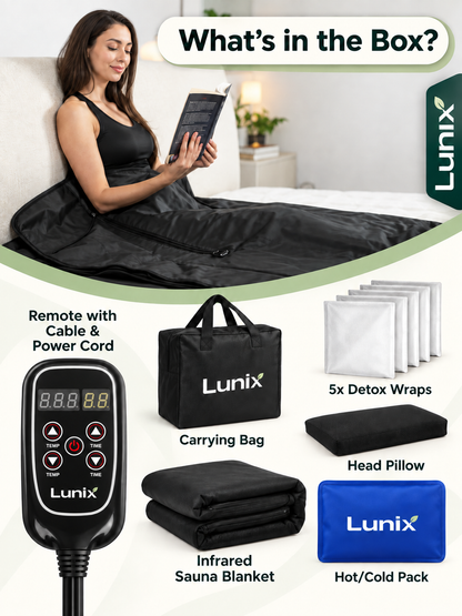 Lunix LX17 Portable Infrared Sauna Blanket, Jet Black