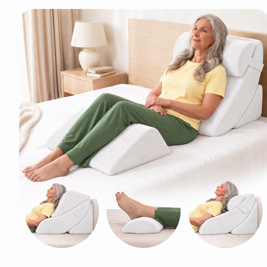 Lunix LX5 4-Piece Bed Wedge Pillow Set for Shoulder and Upper Body, Pebble White