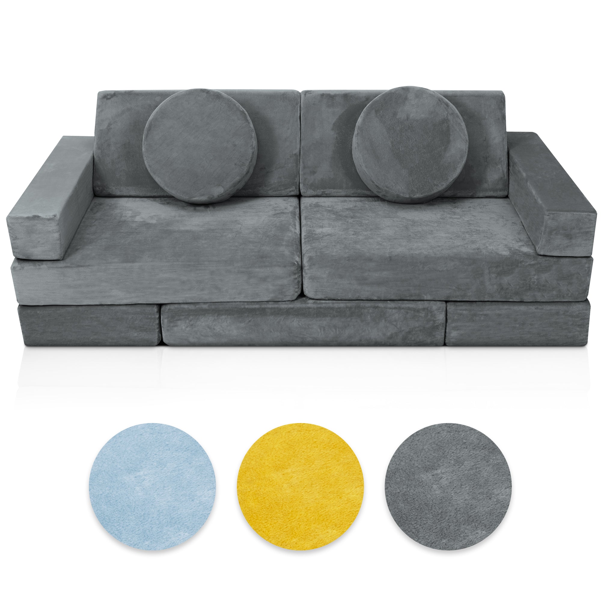 Lunix 14pcs Modular Kids Play Couch - Cover Set Only for LX15, Gray, Foam not Included