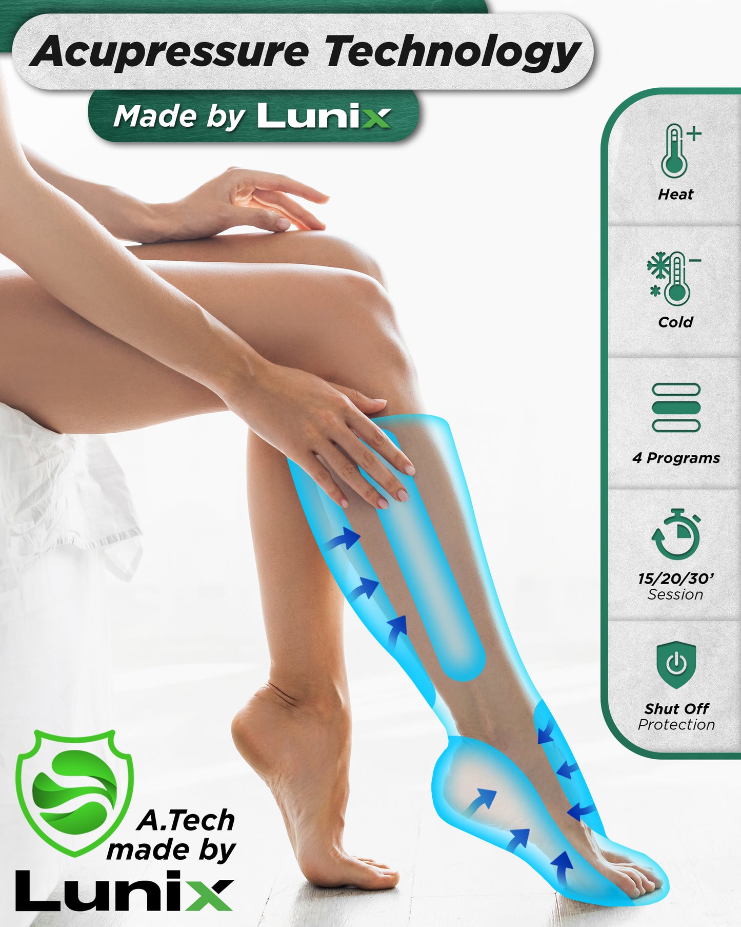 LX1 Foot and Calf Compression Massager, Charcoal Black