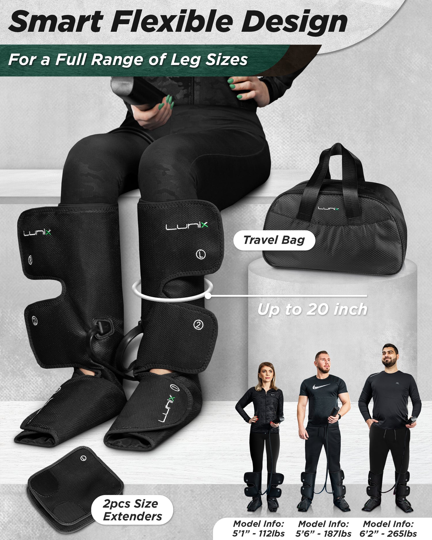 LX1 FOOT AND CALF COMPRESSION MASSAGER BLACK