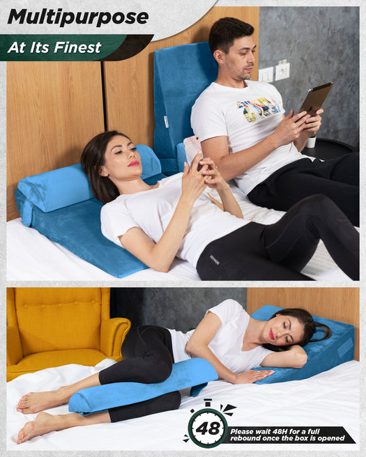 LUNIX LX8 2 LAYERS ORTHOPEDIC WEDGE PILLOW SET BLUE