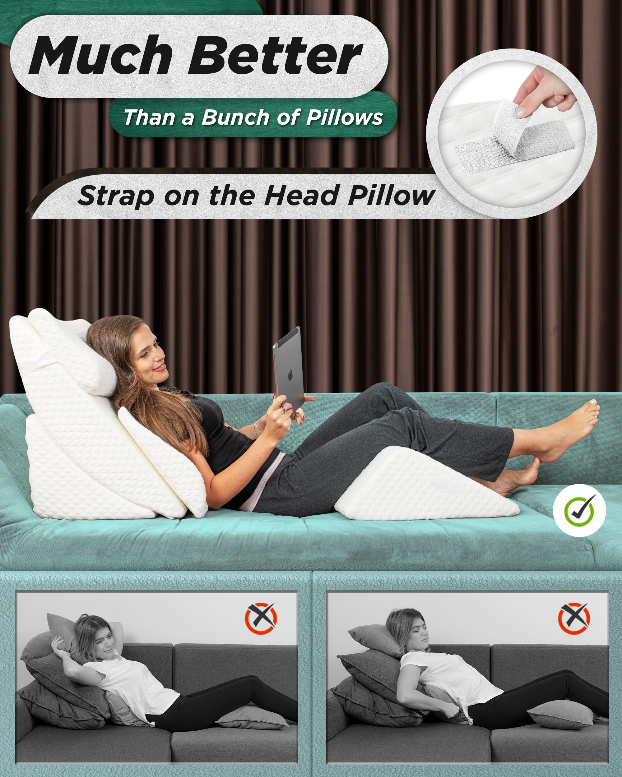 Lunix LX13 6pcs Orthopedic Bed Wedge Pillow System - White