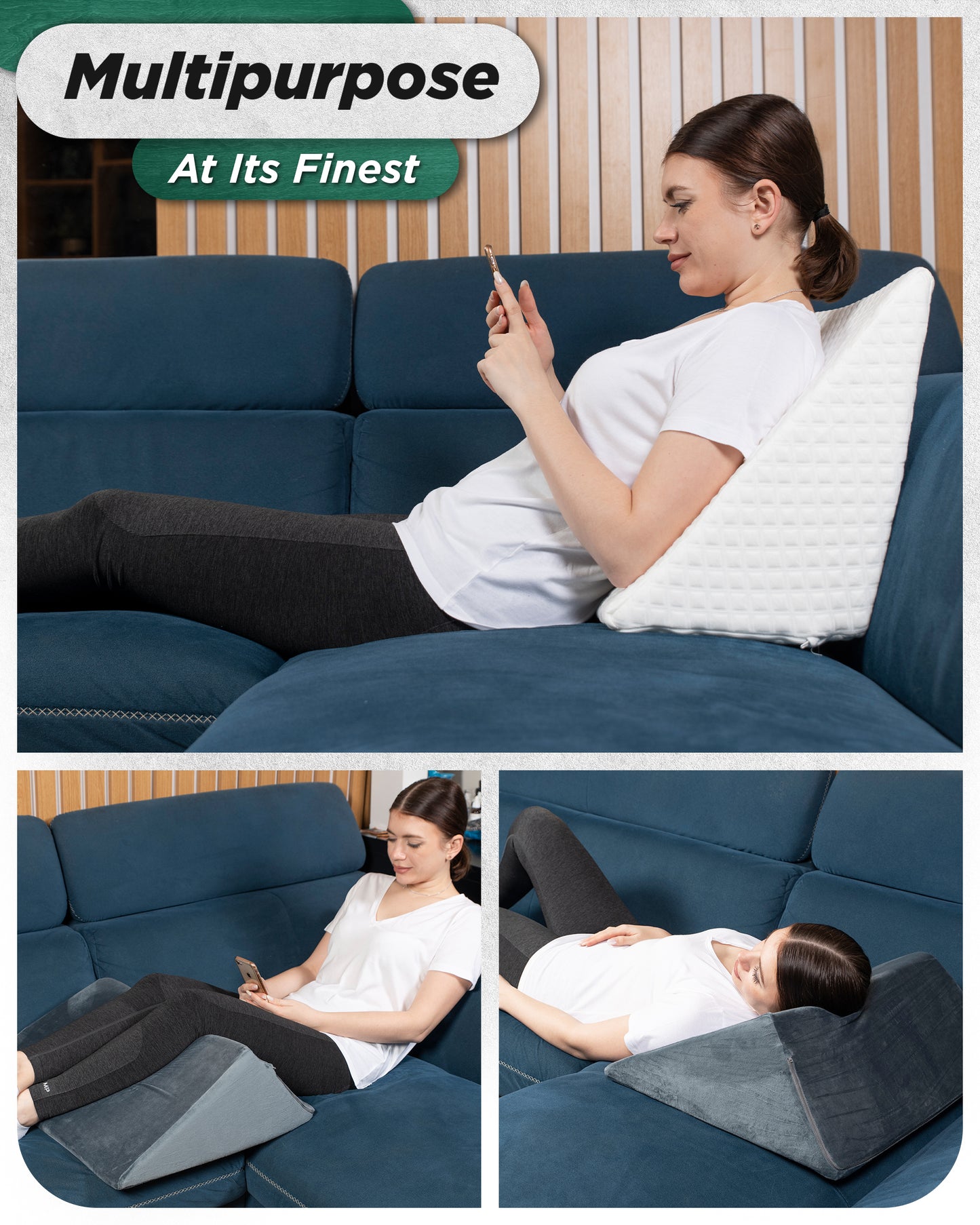 LX14 1pc Orthopedic Bed Wedge Pillow, Arctic Navy