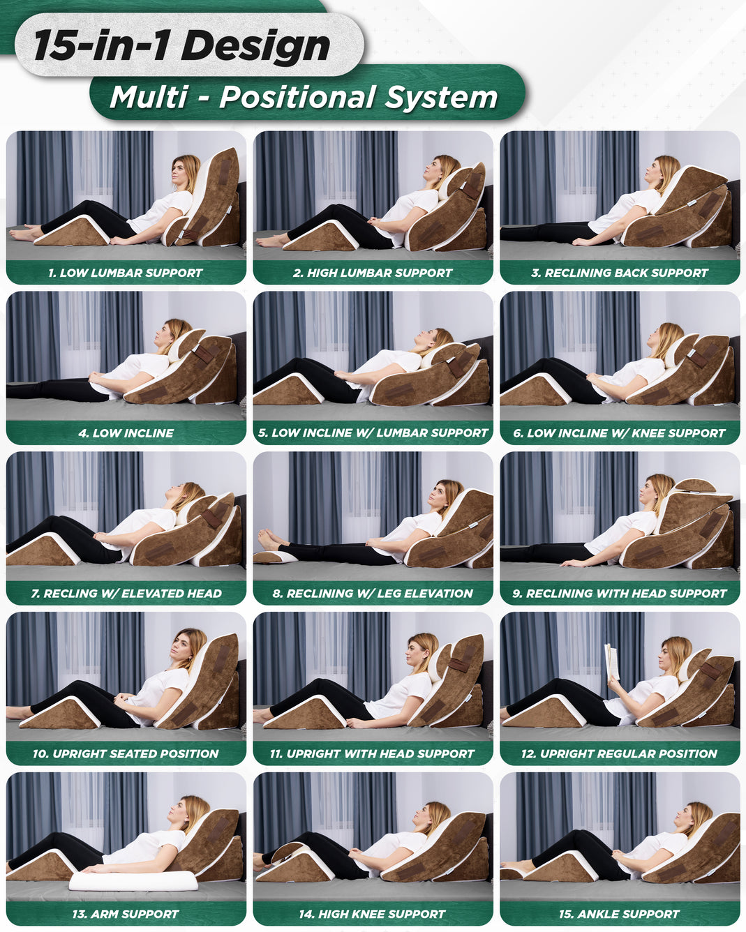 Heated Lumbar Support Pillow for Sleeping Memory Foam Lumbar Stretch Pillow  with